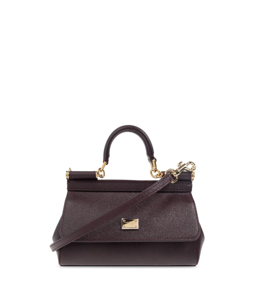 DOLCE&GABBANA Фиолетовая кожаная сумка с короткими ручками, фото 1