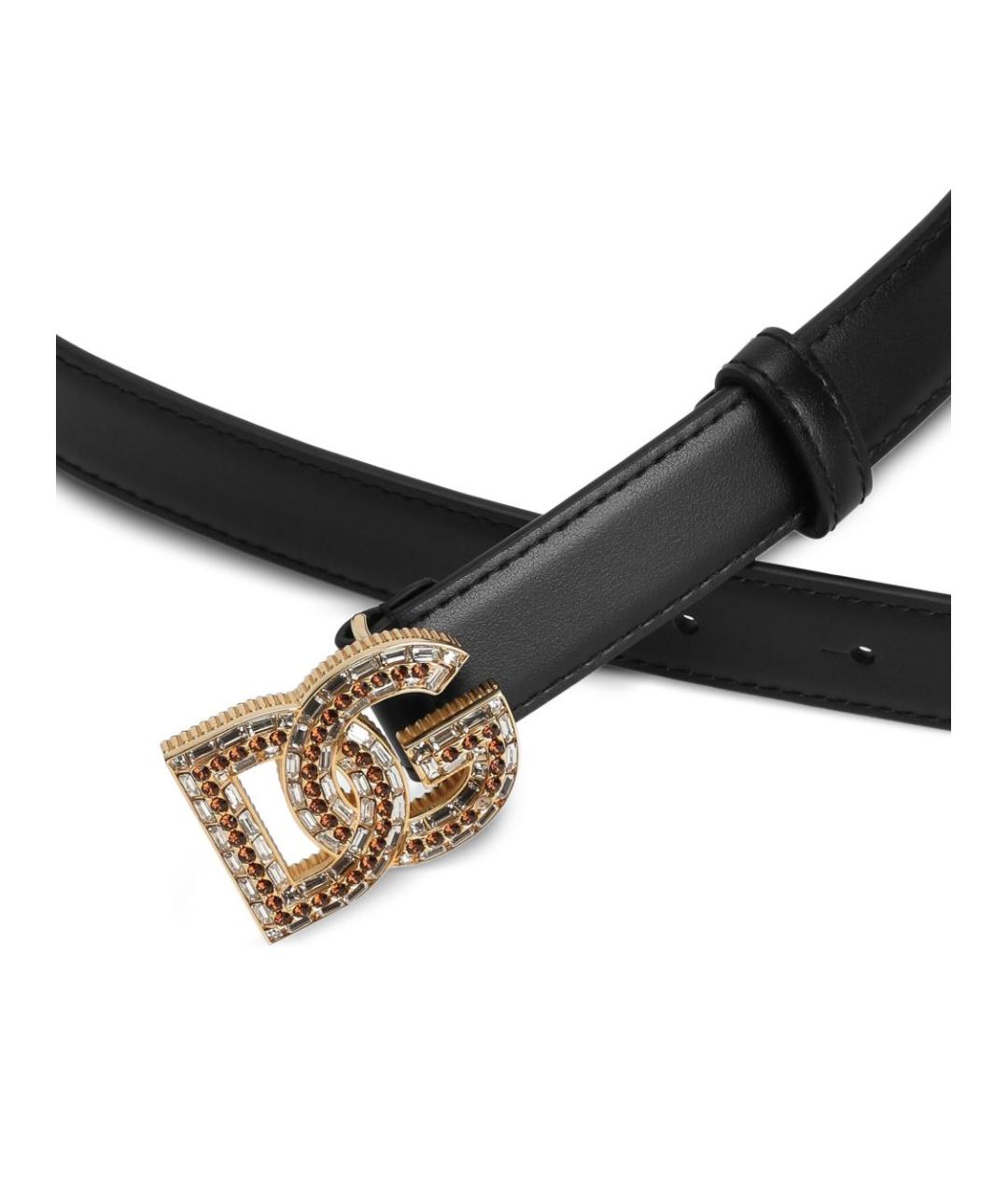 DOLCE&GABBANA Черный кожаный ремень, фото 3