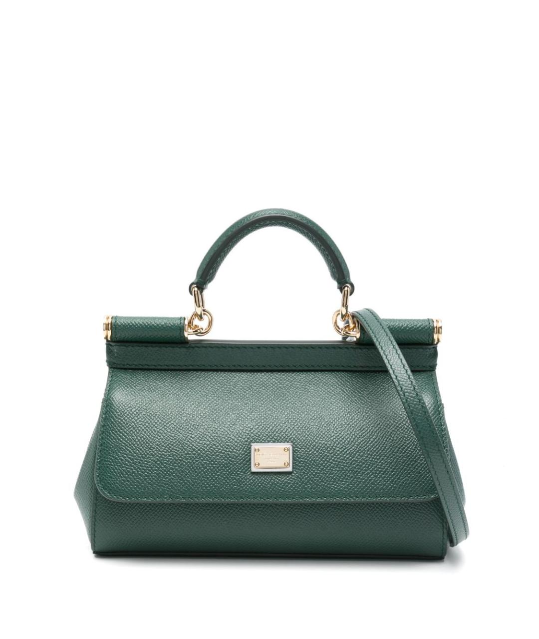 DOLCE&GABBANA Зеленая кожаная сумка с короткими ручками, фото 1