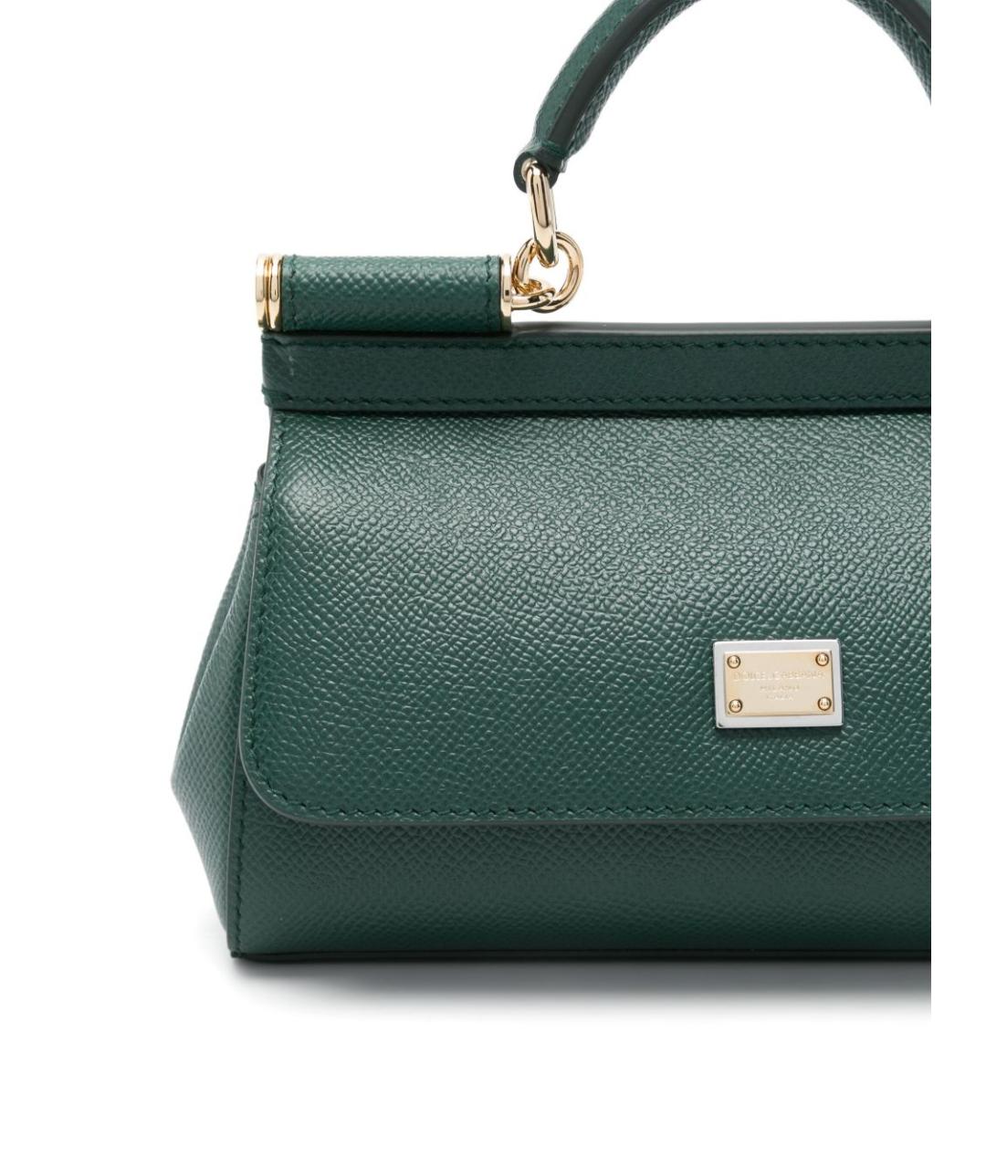 DOLCE&GABBANA Зеленая кожаная сумка с короткими ручками, фото 4