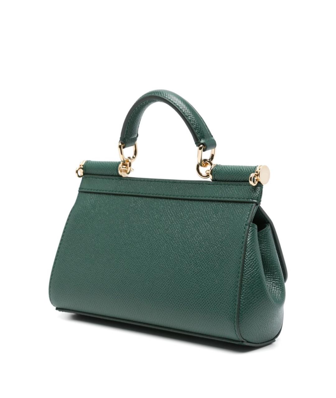 DOLCE&GABBANA Зеленая кожаная сумка с короткими ручками, фото 5