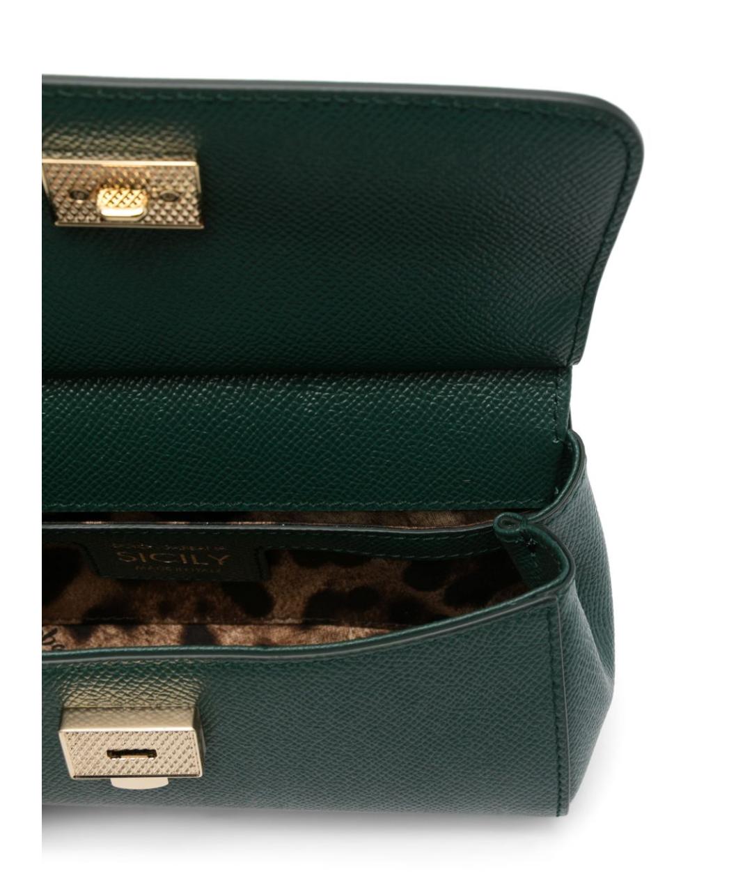 DOLCE&GABBANA Зеленая кожаная сумка с короткими ручками, фото 2