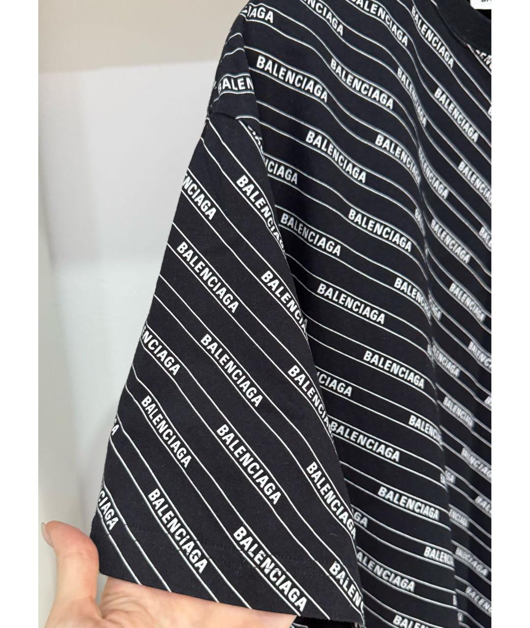 BALENCIAGA Черная хлопковая футболка, фото 4