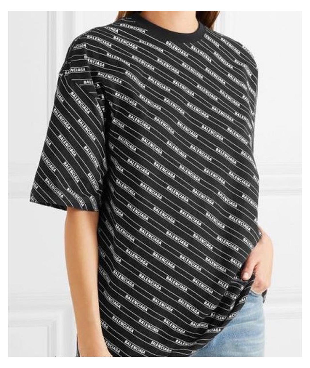 BALENCIAGA Черная хлопковая футболка, фото 2