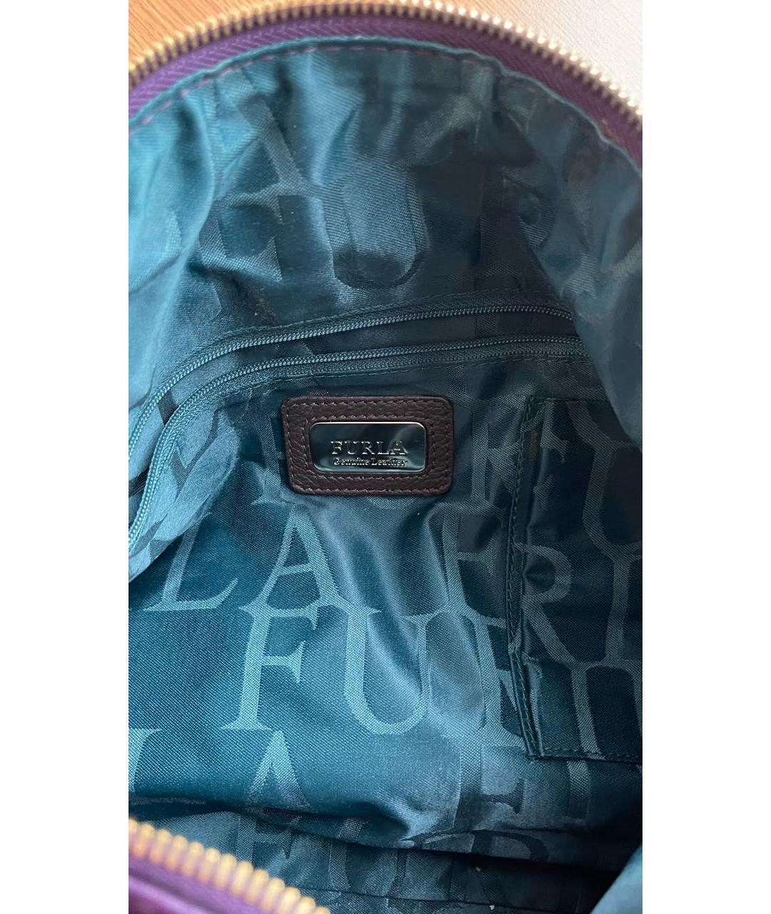 FURLA Фиолетовая кожаная сумка через плечо, фото 4