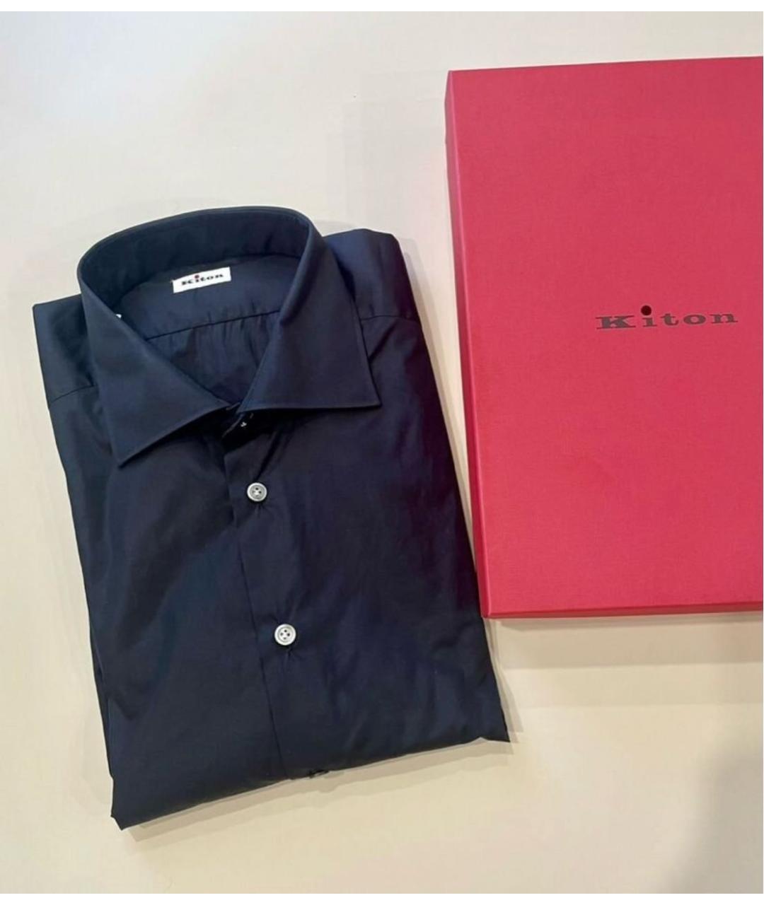 KITON Черная хлопковая классическая рубашка, фото 5