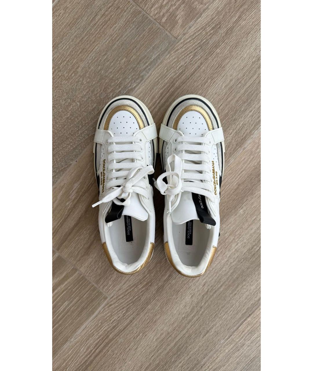 DOLCE&GABBANA Белые кожаные кеды, фото 3