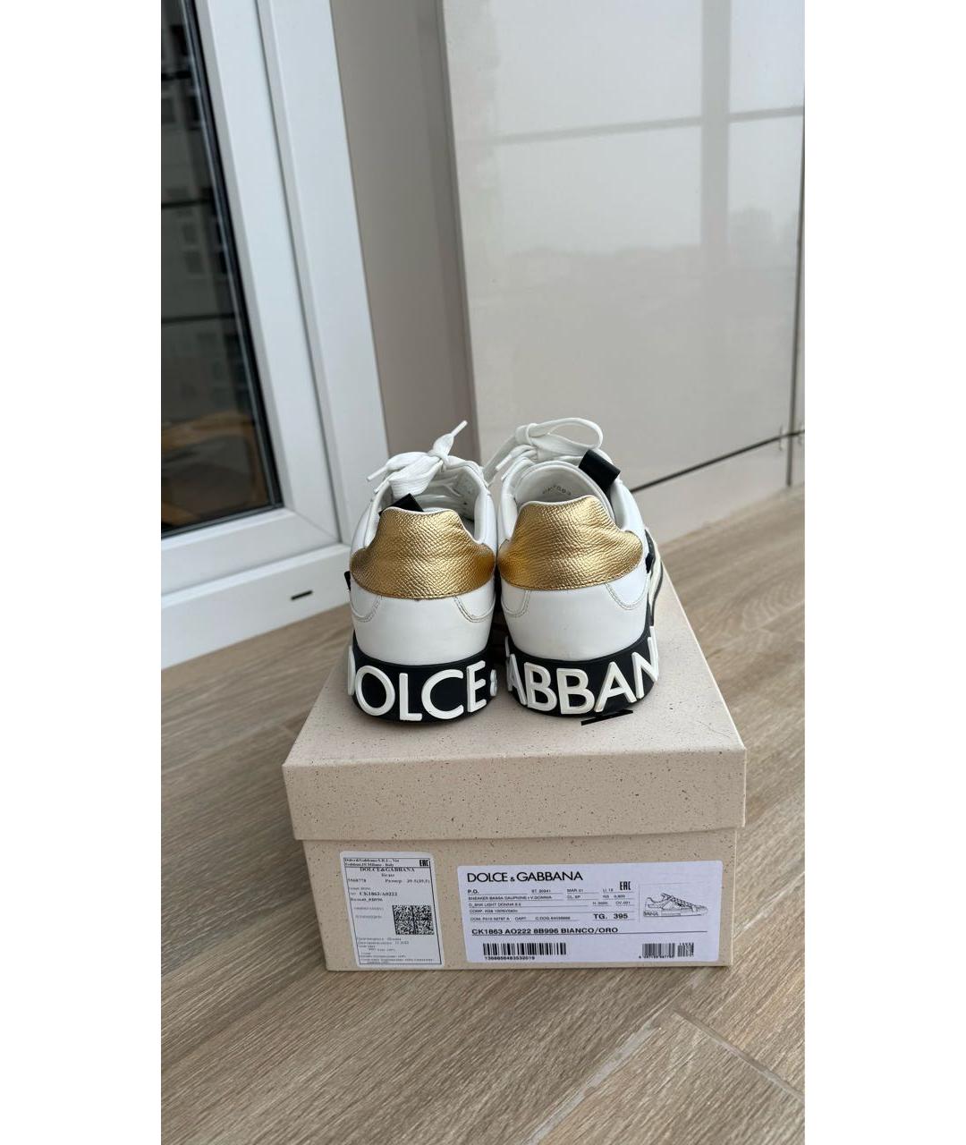 DOLCE&GABBANA Белые кожаные кеды, фото 4