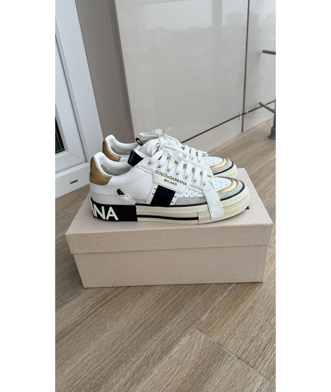 DOLCE&GABBANA Белые кожаные кеды, фото 9