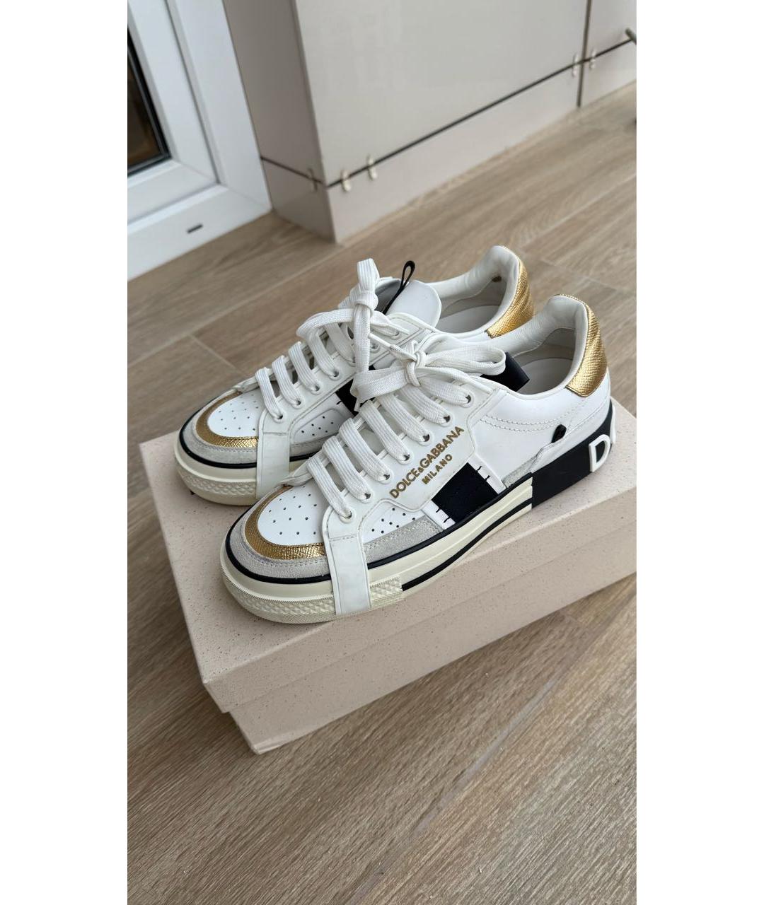 DOLCE&GABBANA Белые кожаные кеды, фото 7