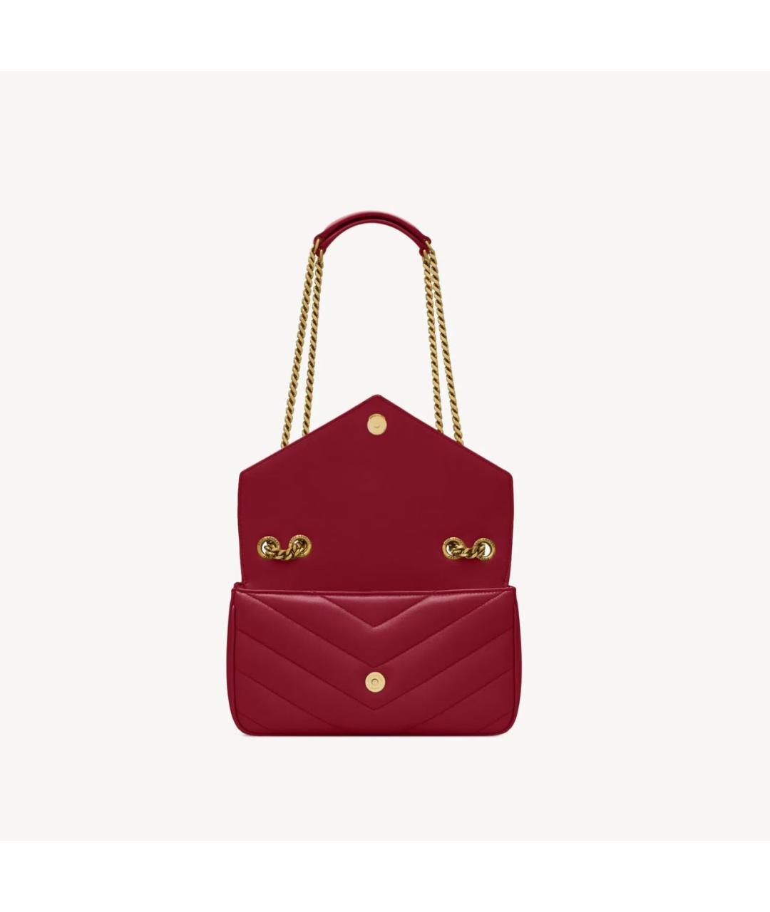 SAINT LAURENT Красная кожаная сумка через плечо, фото 4