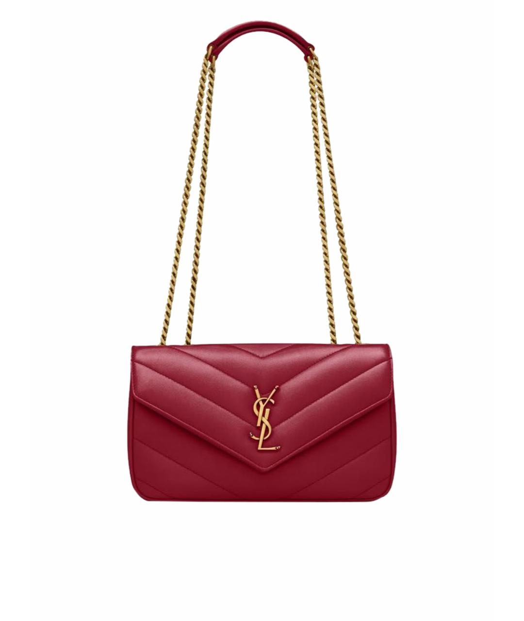 SAINT LAURENT Красная кожаная сумка через плечо, фото 1