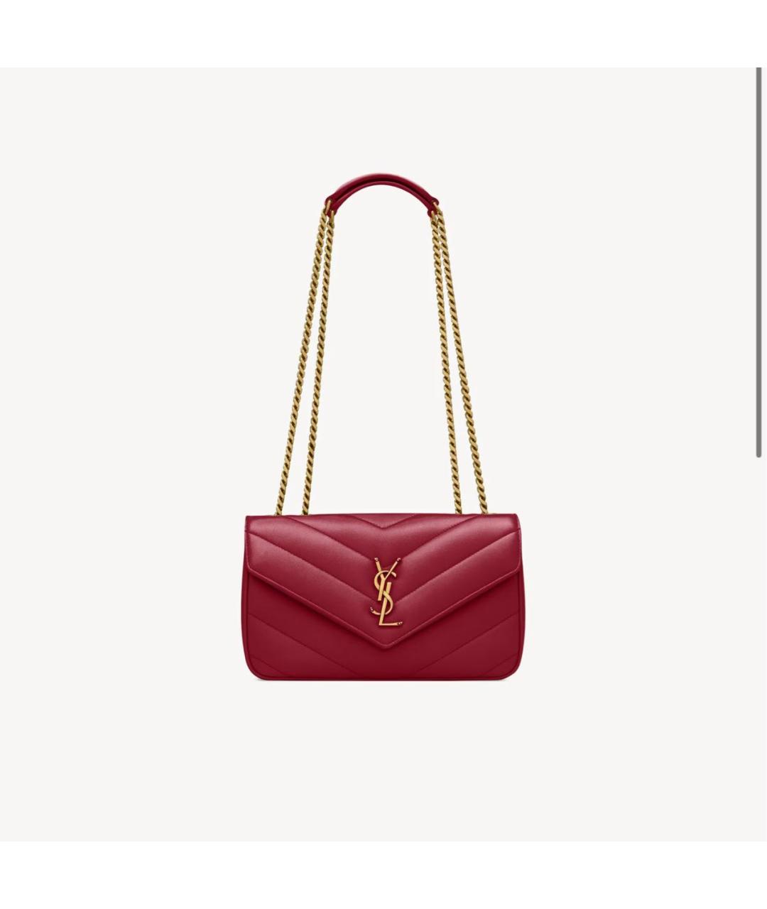 SAINT LAURENT Красная кожаная сумка через плечо, фото 5