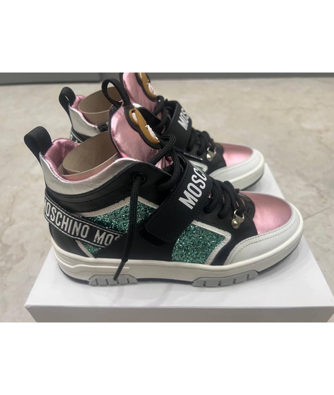 MOSCHINO Мульти кожаные кеды, фото 6