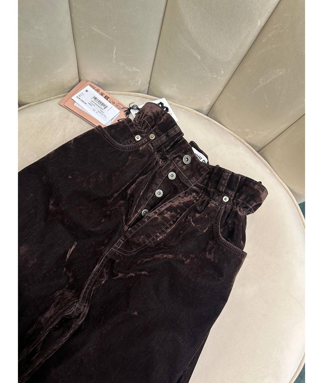 MIU MIU Коричневые велюровые брюки широкие, фото 4