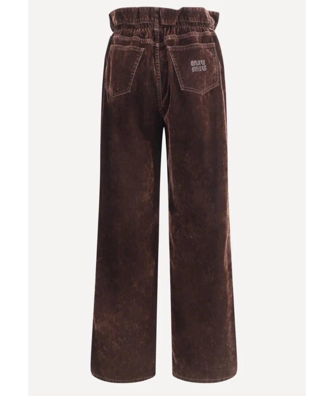 MIU MIU Коричневые велюровые брюки широкие, фото 2