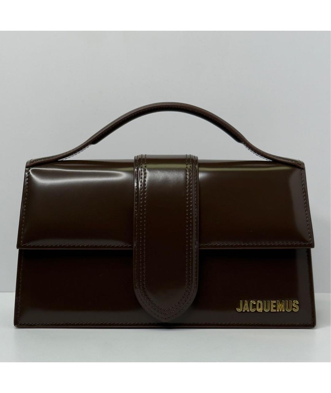JACQUEMUS Коричневая сумка с короткими ручками из лакированной кожи, фото 9