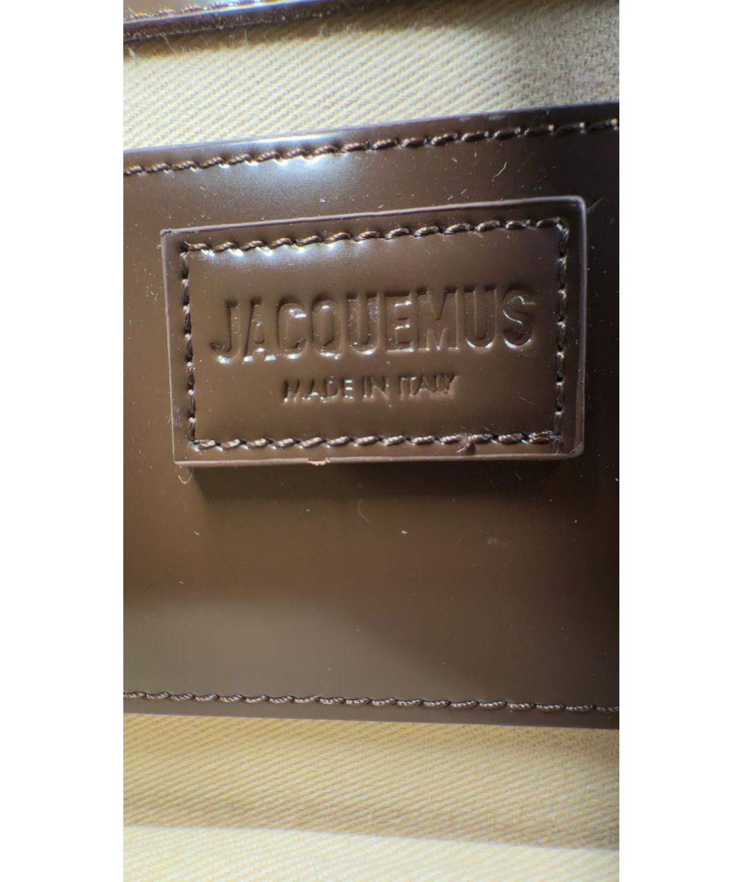 JACQUEMUS Коричневая сумка с короткими ручками из лакированной кожи, фото 7