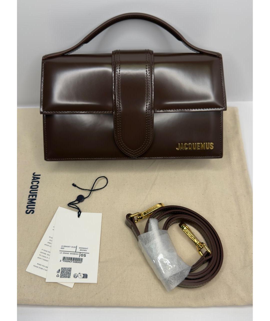 JACQUEMUS Коричневая сумка с короткими ручками из лакированной кожи, фото 5