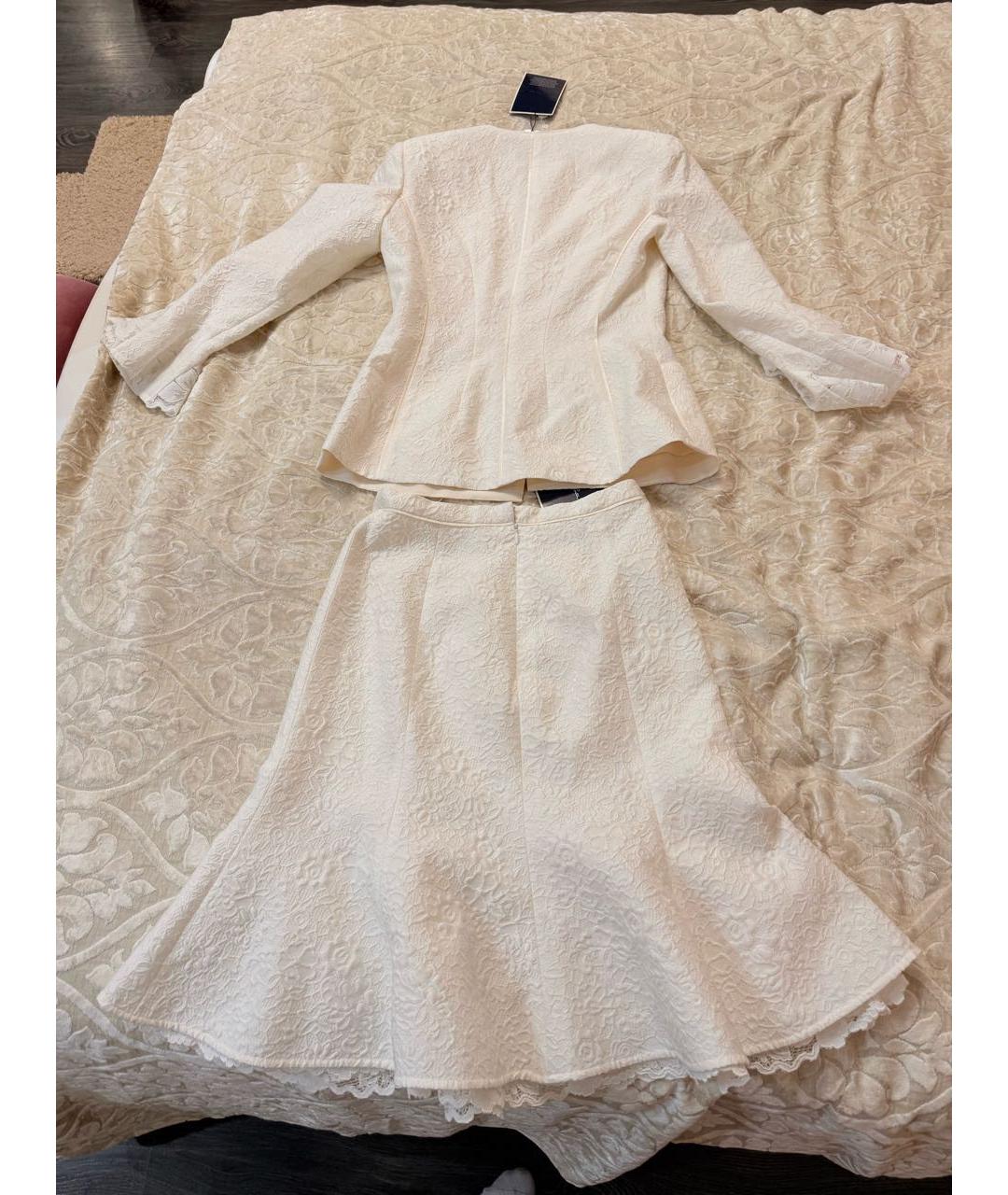 OSCAR DE LA RENTA Бежевый шелковый костюм с юбками, фото 5