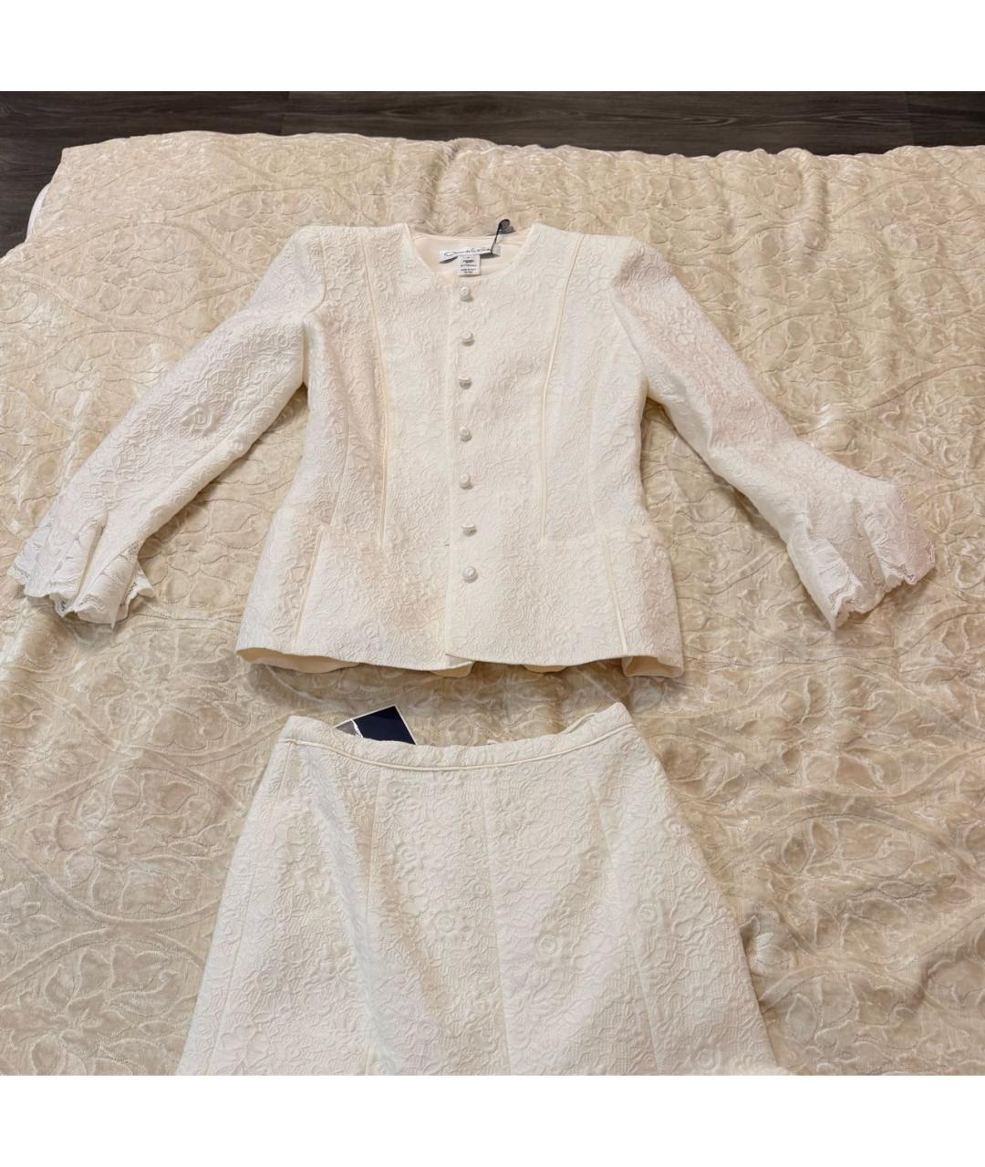 OSCAR DE LA RENTA Бежевый шелковый костюм с юбками, фото 7