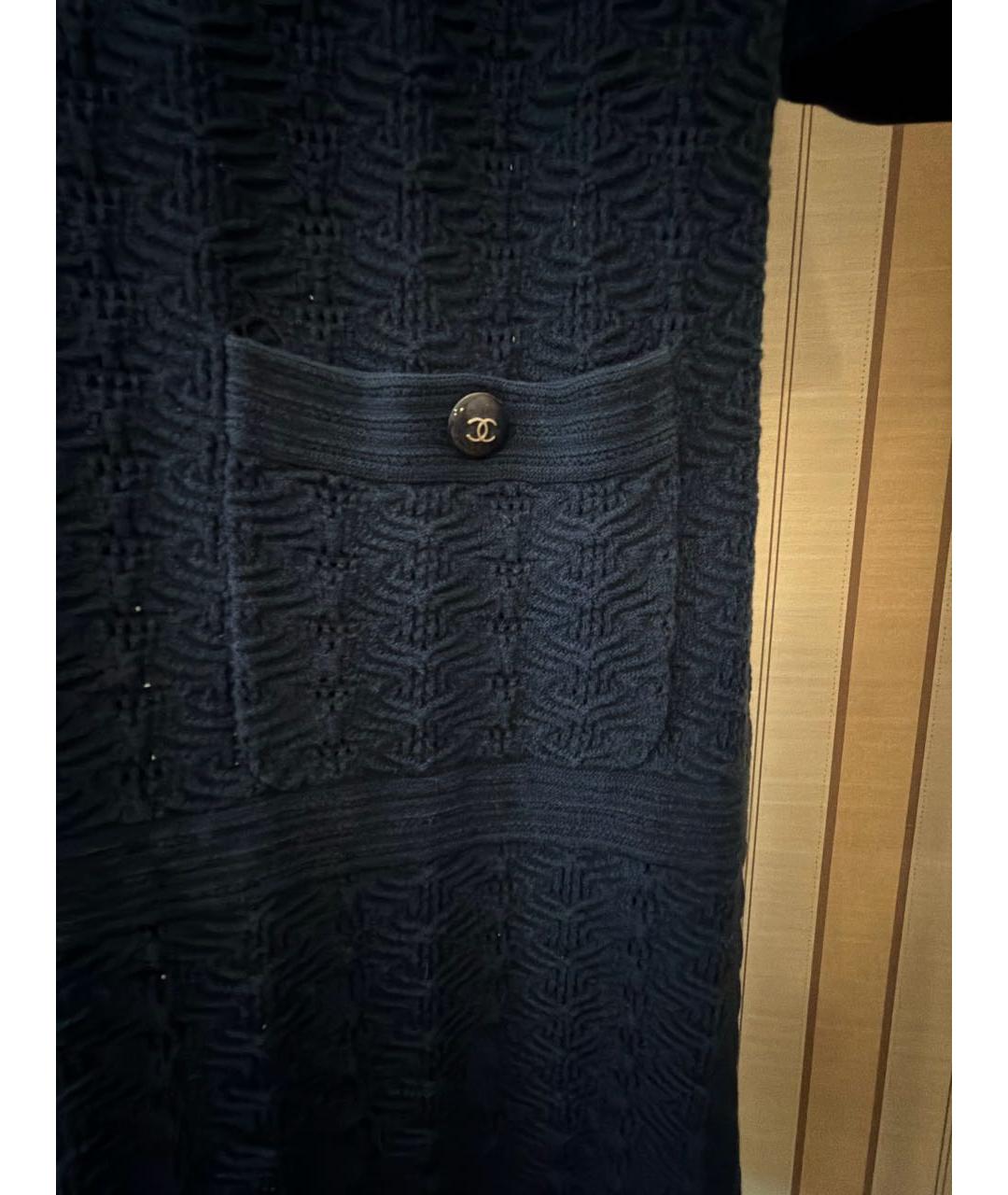 CHANEL Темно-синее хлопковое повседневное платье, фото 4