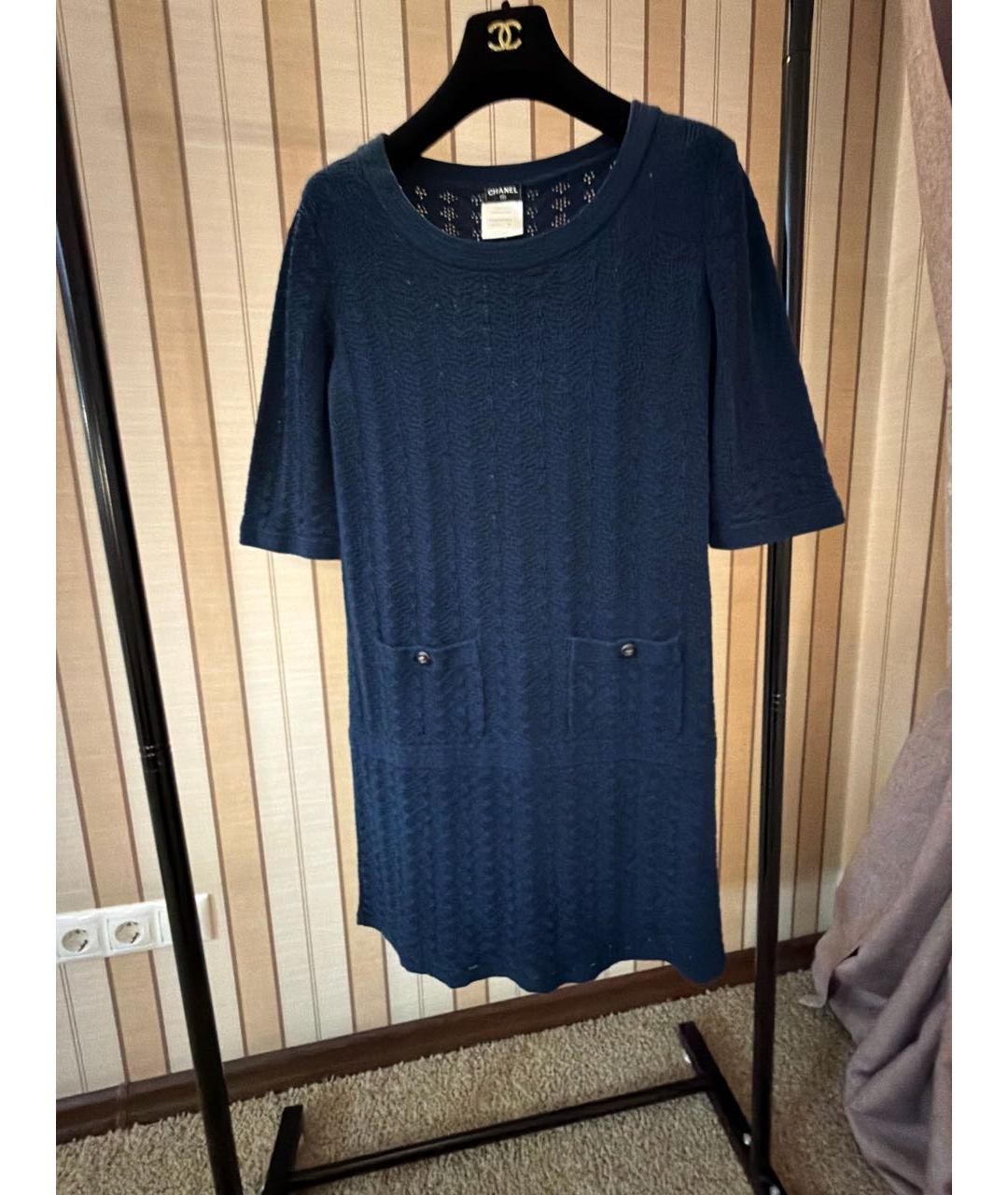 CHANEL Темно-синее хлопковое повседневное платье, фото 7