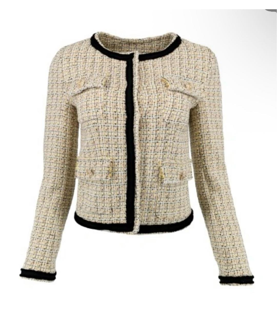 LIU JO Бежевый твидовый жакет/пиджак, фото 5