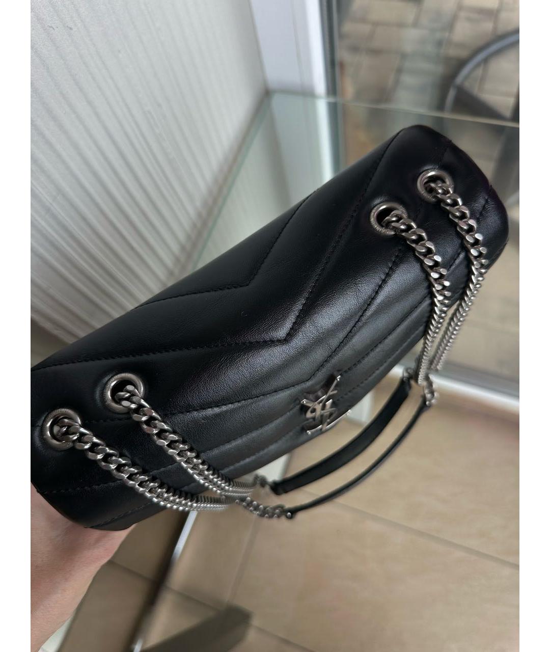 SAINT LAURENT Черная кожаная сумка через плечо, фото 5
