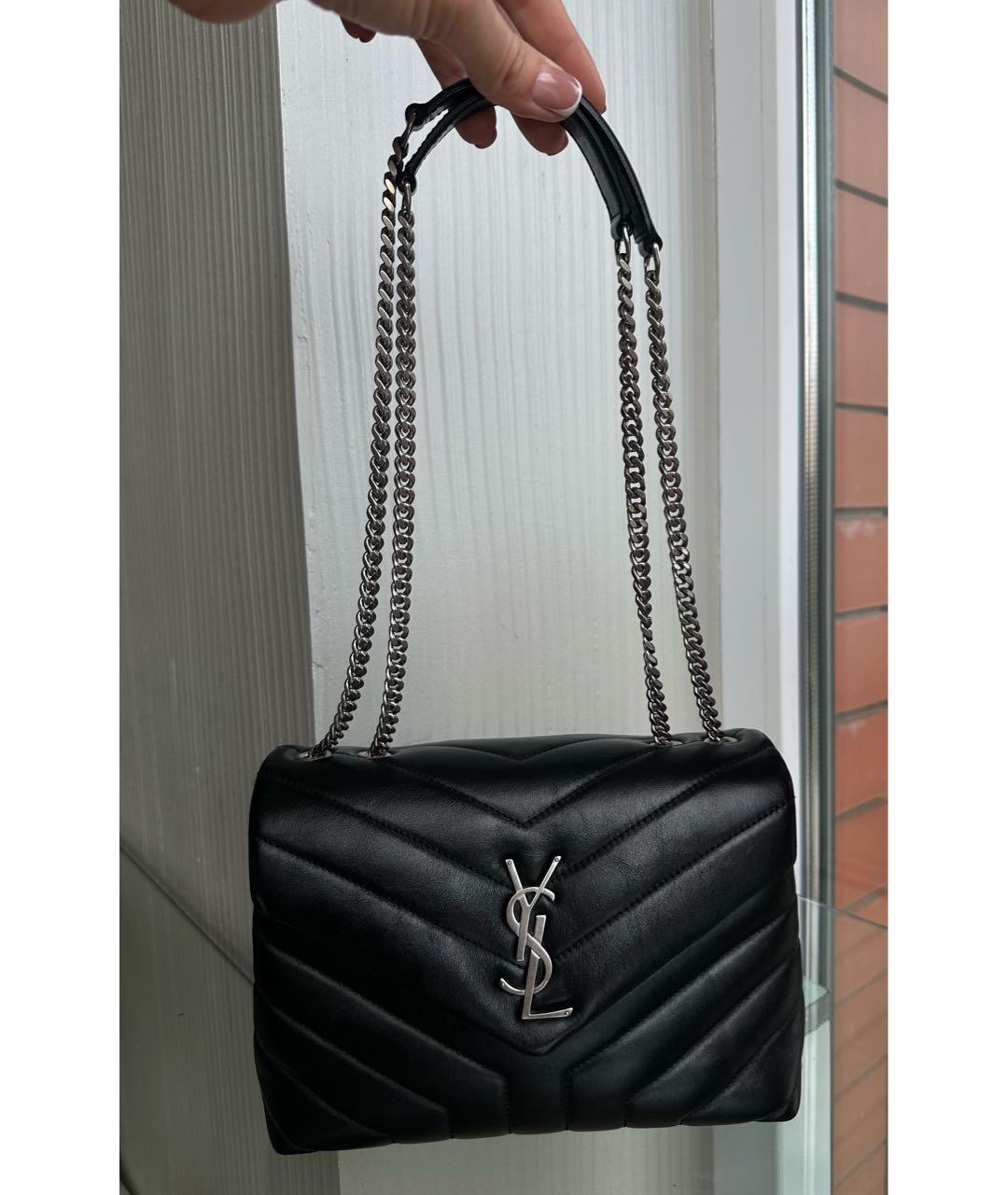 SAINT LAURENT Черная кожаная сумка через плечо, фото 3