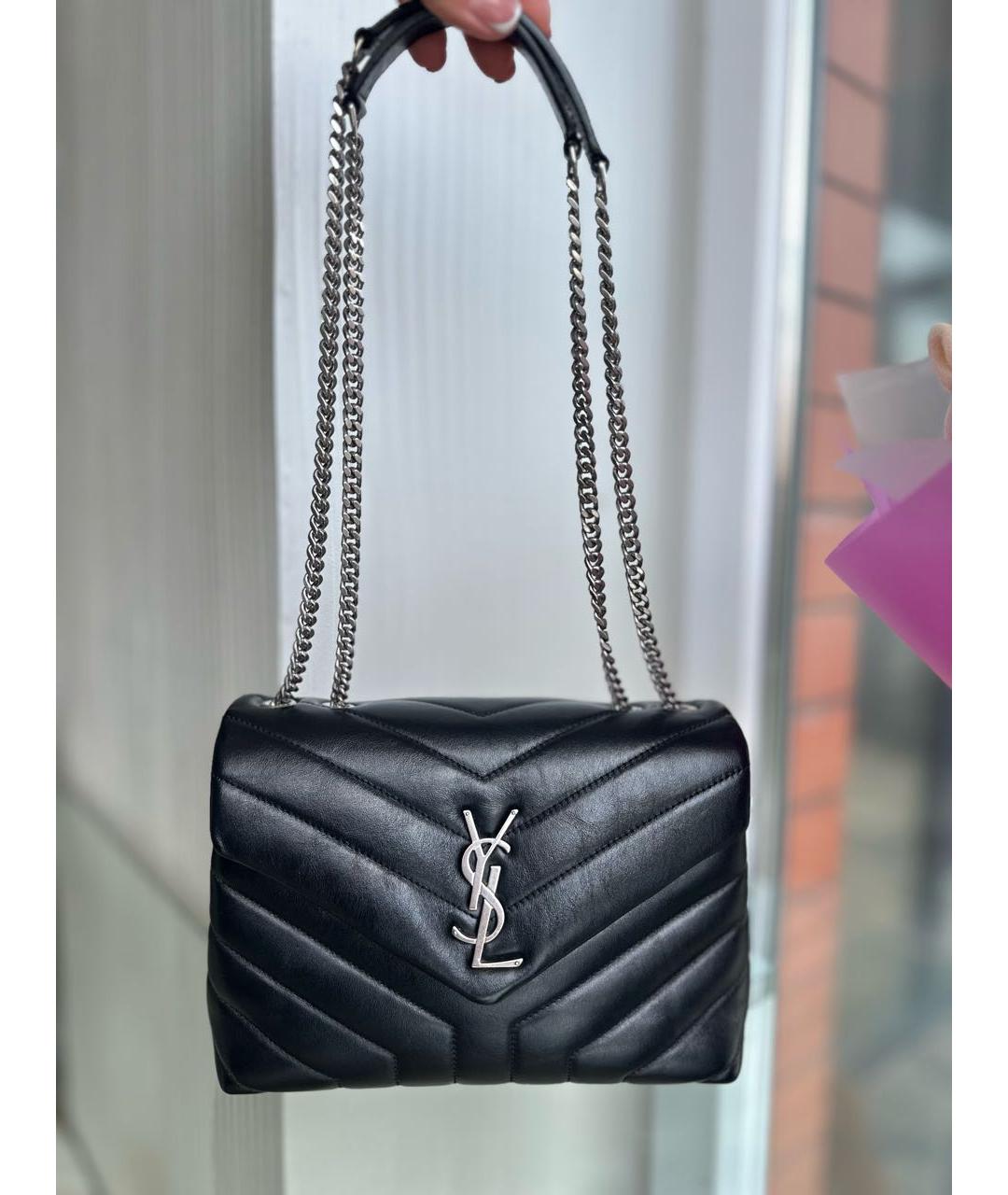 SAINT LAURENT Черная кожаная сумка через плечо, фото 2