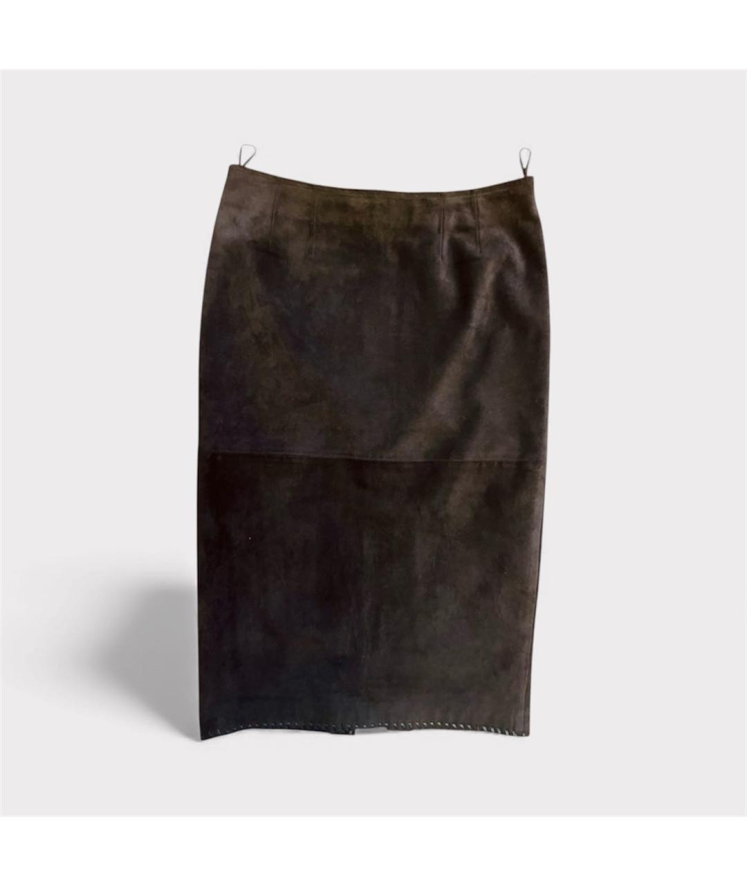 MIU MIU Коричневая замшевая юбка миди, фото 3