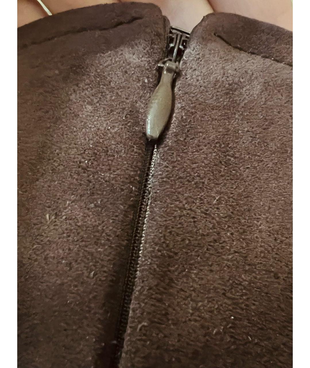 MIU MIU Коричневая замшевая юбка миди, фото 6