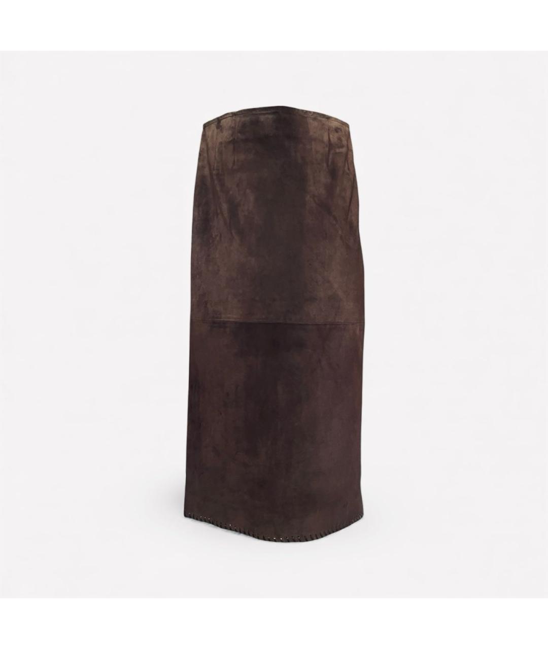 MIU MIU Коричневая замшевая юбка миди, фото 8