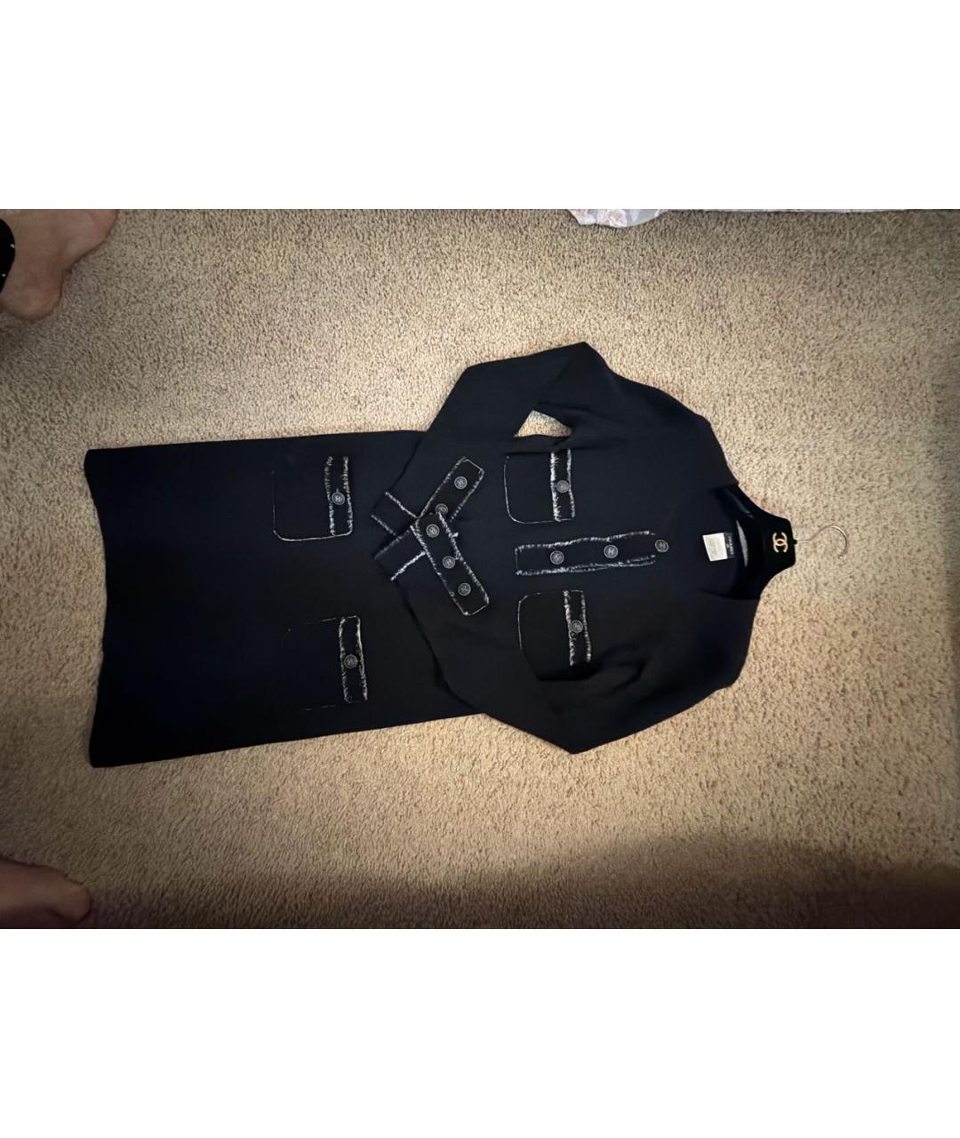 CHANEL Черное кашемировое повседневное платье, фото 8