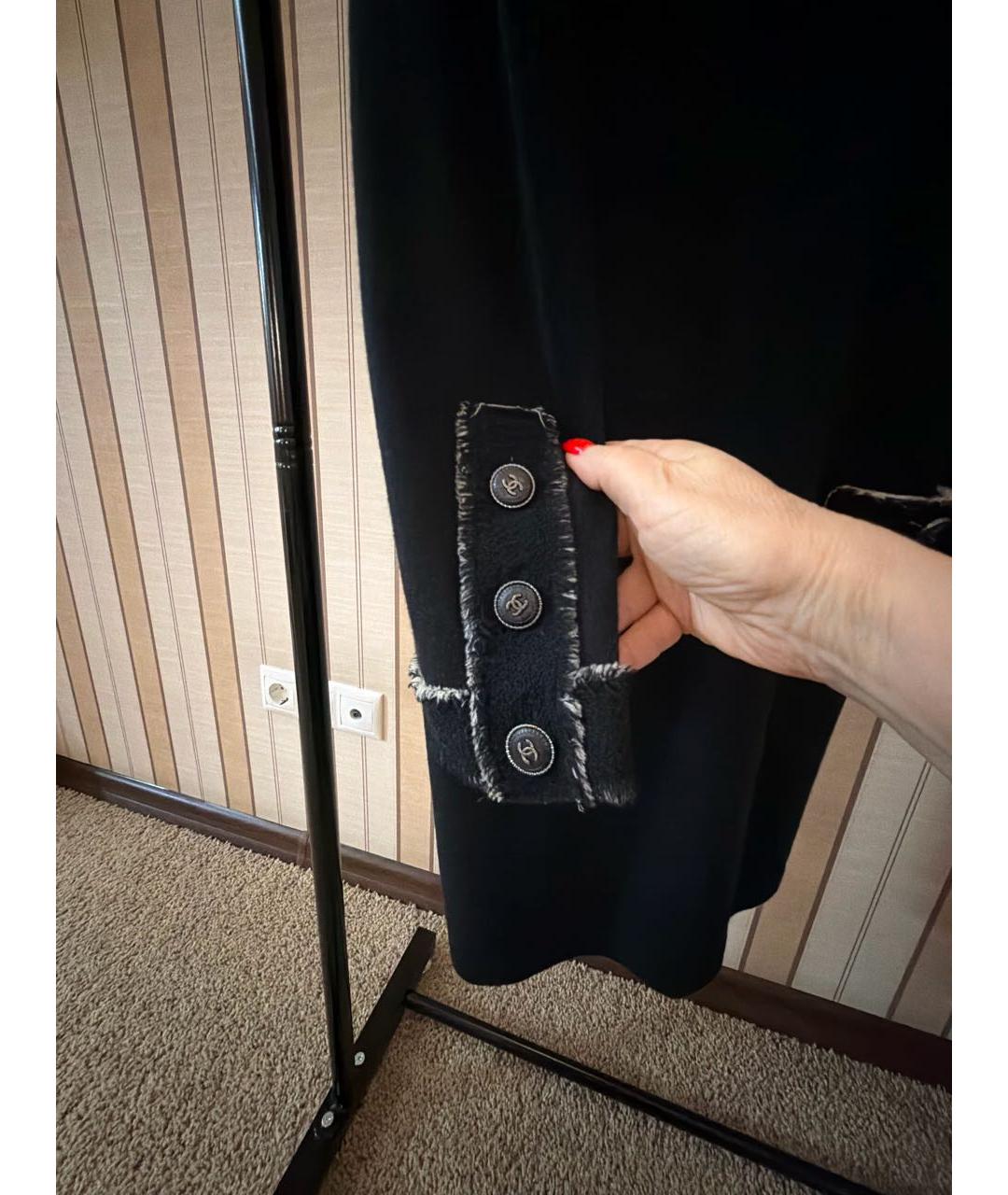 CHANEL Черное кашемировое повседневное платье, фото 6