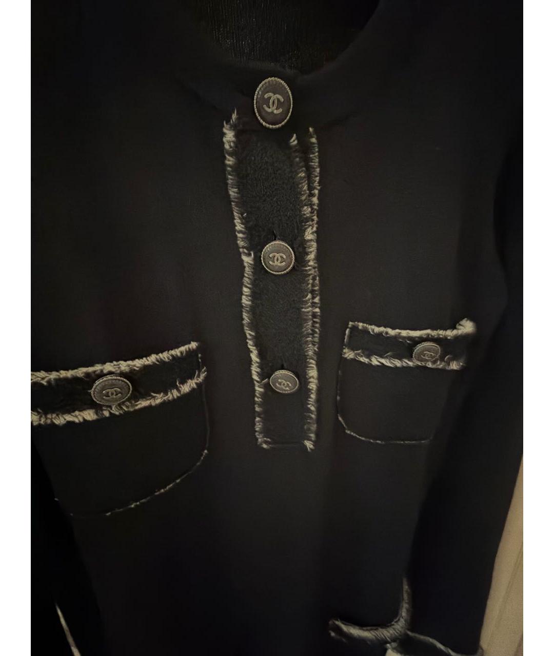 CHANEL Черное кашемировое повседневное платье, фото 4