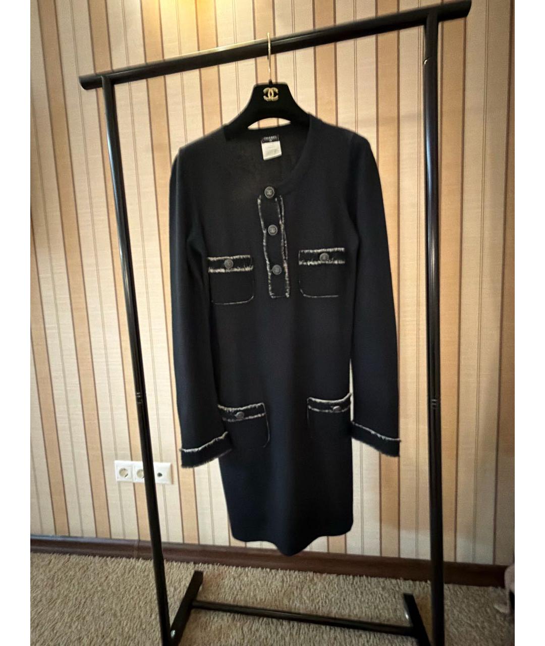 CHANEL Черное кашемировое повседневное платье, фото 9