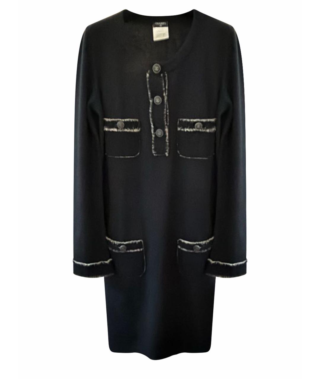 CHANEL Черное кашемировое повседневное платье, фото 1