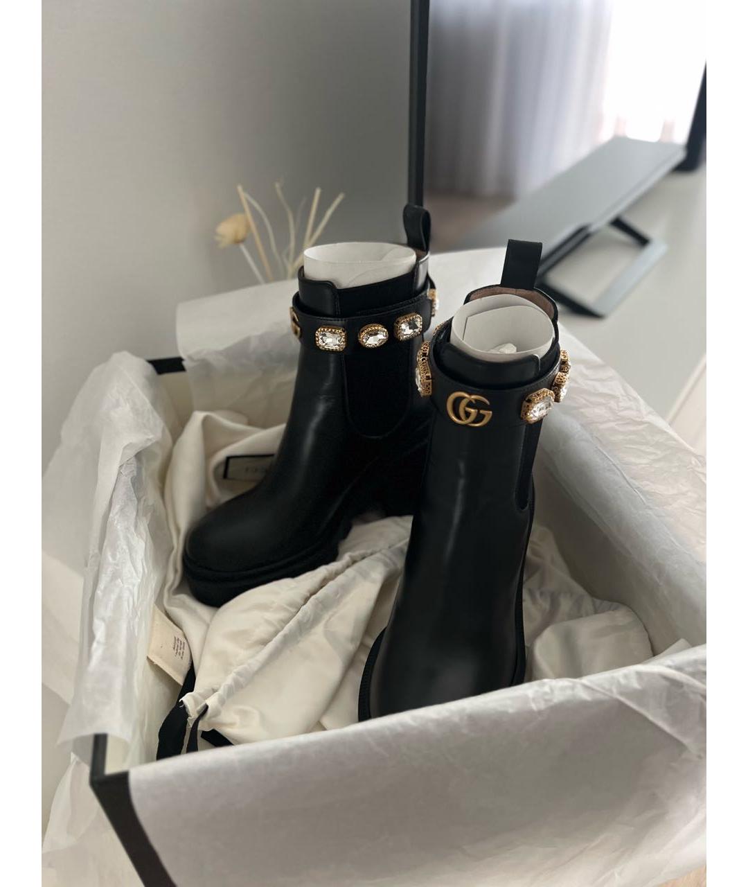 GUCCI Черные кожаные полусапоги, фото 2