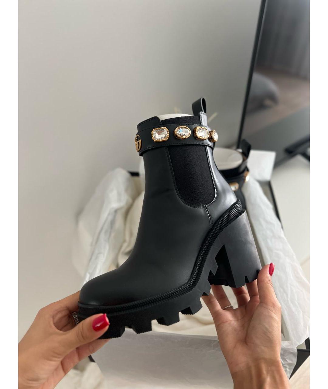 GUCCI Черные кожаные полусапоги, фото 7