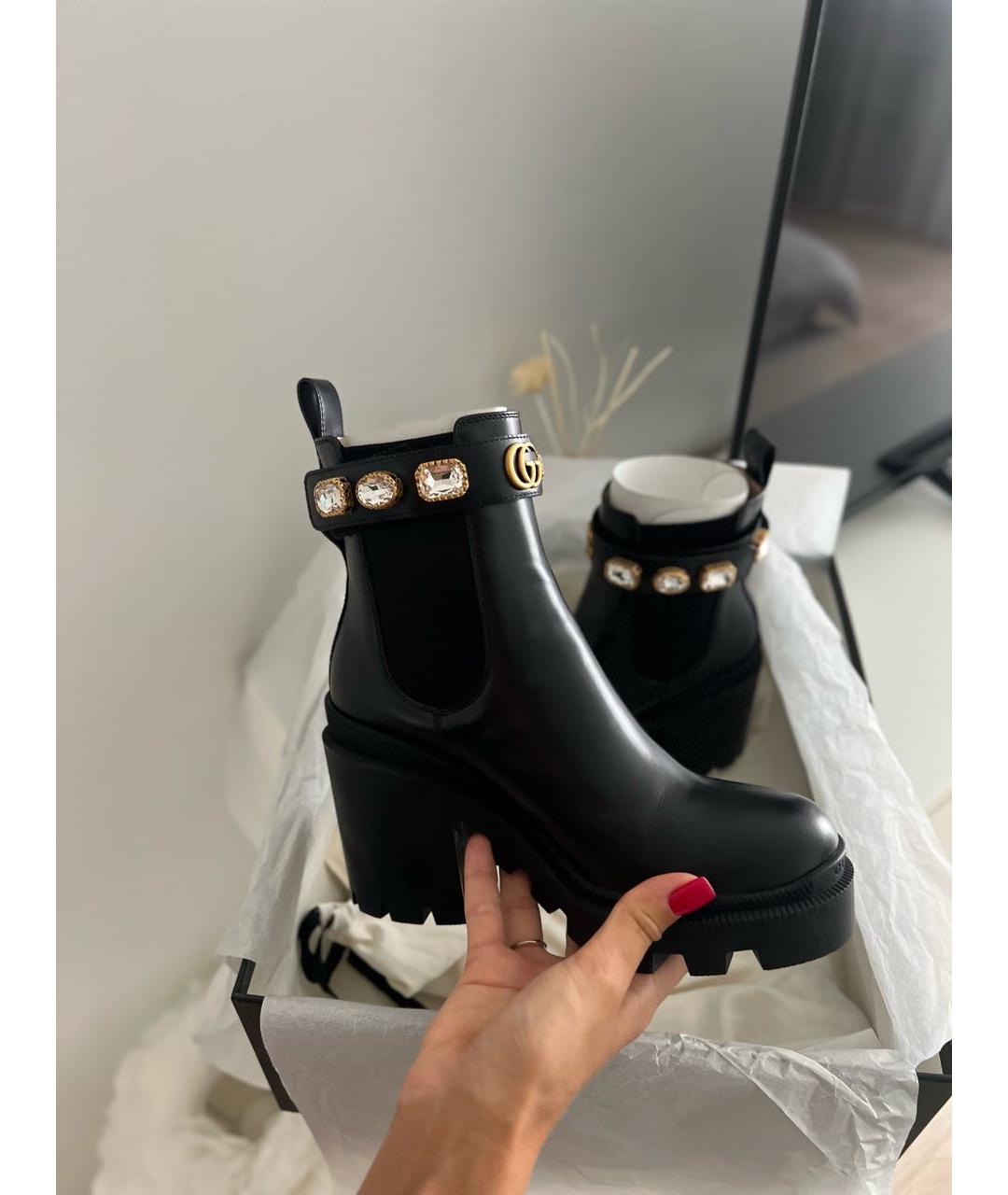 GUCCI Черные кожаные полусапоги, фото 3