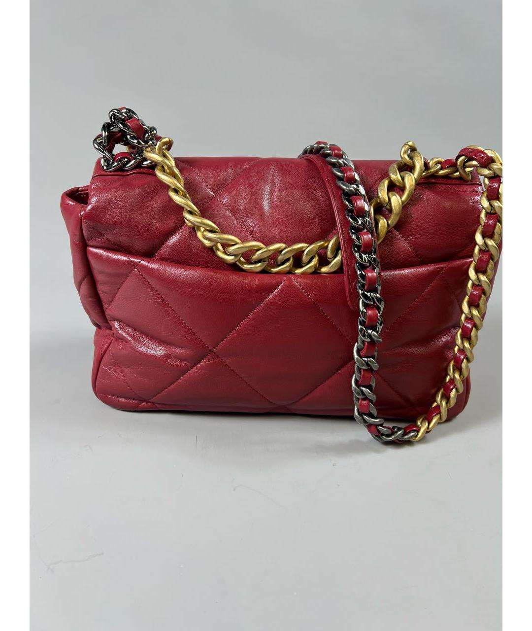 CHANEL Бордовая кожаная сумка через плечо, фото 3