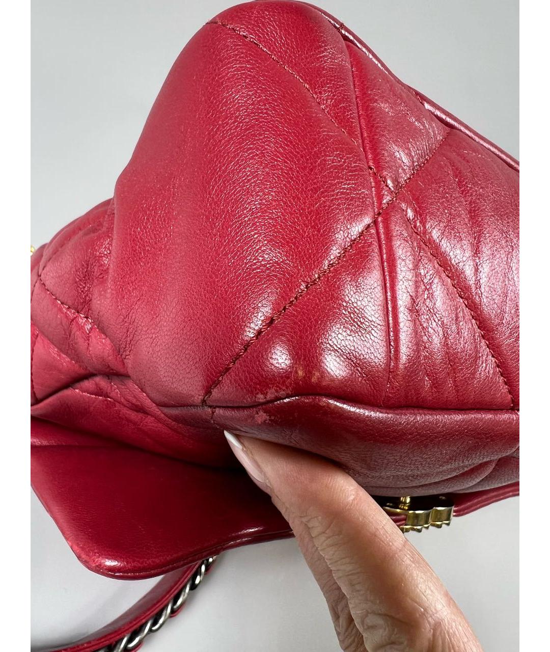 CHANEL Бордовая кожаная сумка через плечо, фото 7