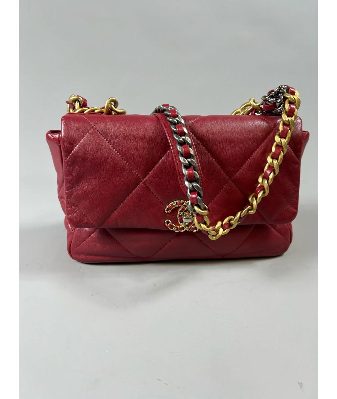 CHANEL Бордовая кожаная сумка через плечо, фото 9