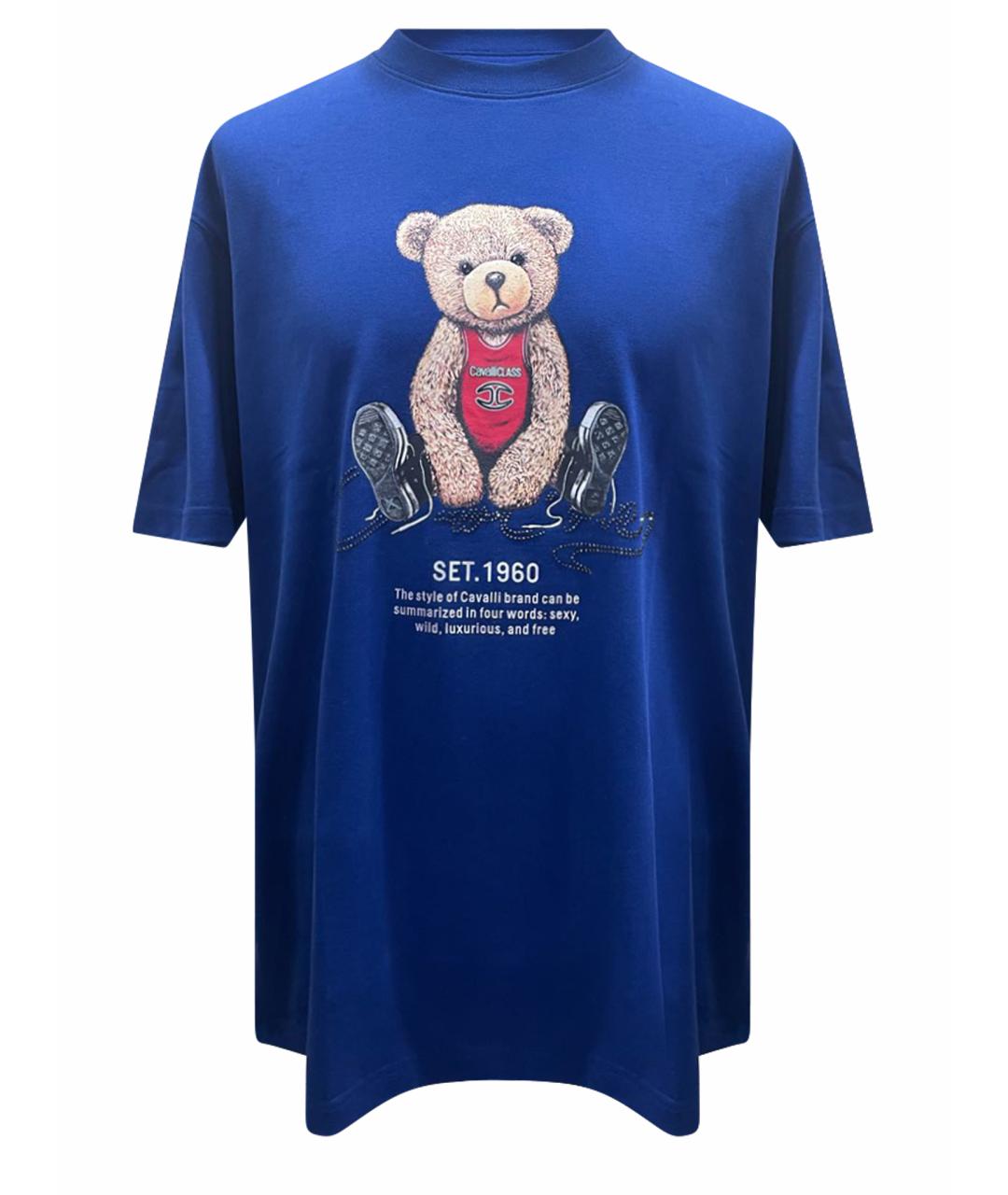 CAVALLI CLASS Синяя хлопковая футболка, фото 1