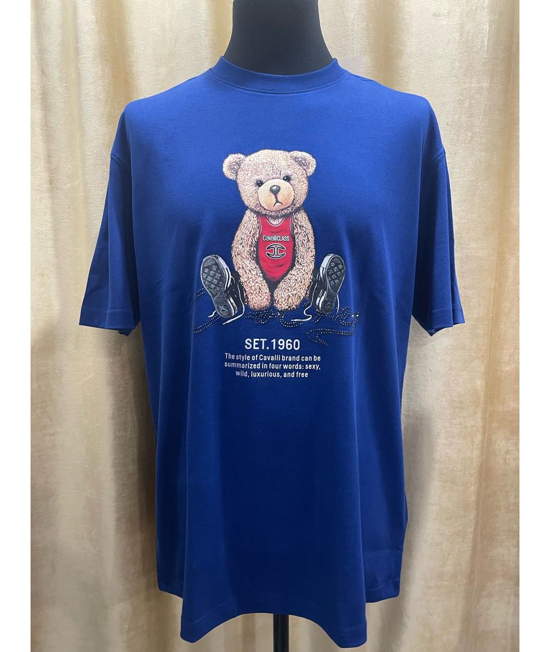CAVALLI CLASS Синяя хлопковая футболка, фото 7