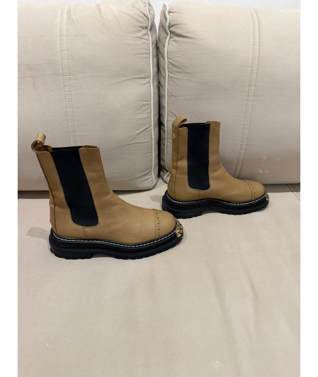 SANDRO Бежевые кожаные ботинки, фото 4