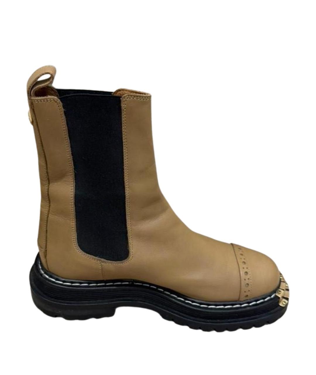 SANDRO Бежевые кожаные ботинки, фото 1