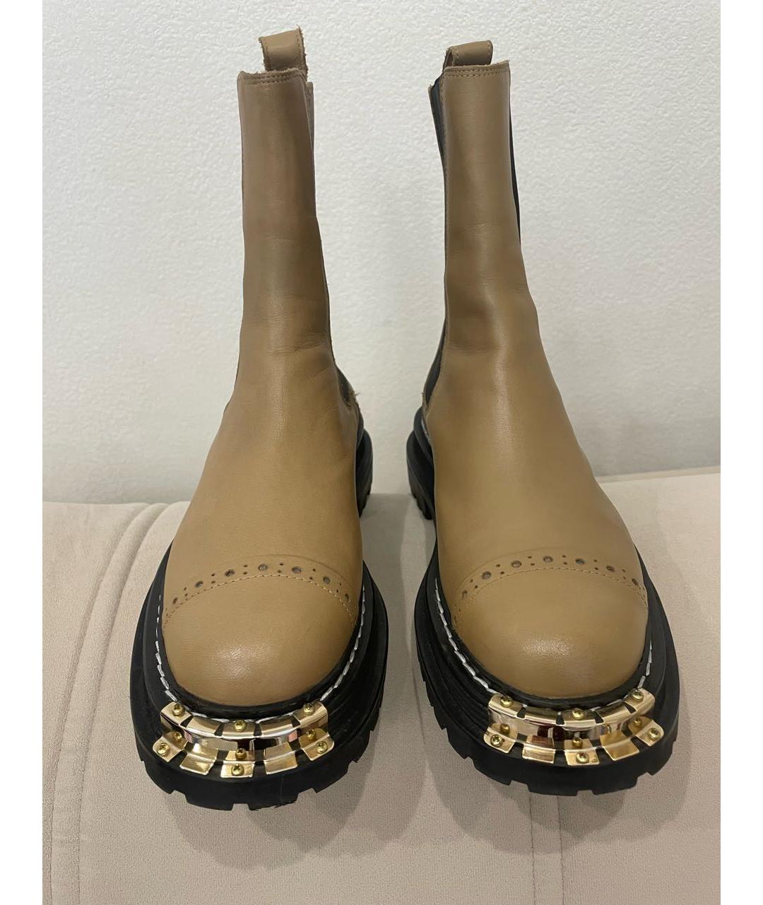 SANDRO Бежевые кожаные ботинки, фото 2